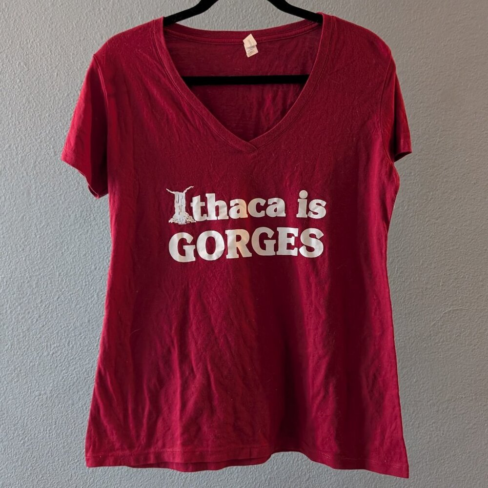 Women's Maroon Short Sleeve Ithaca is Gorges Tee Sz XL